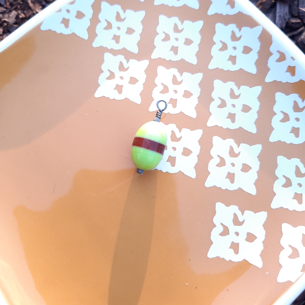 Green Oval Striped Glass Pendant